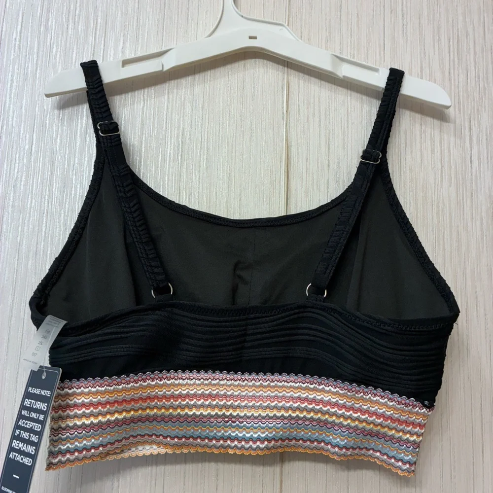NWT Blooming Jelly Black High Waist Bikini Set Ribbed Crop Top Swimsuit M - Picture 4 of 9